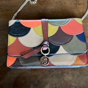 Chloe Alphabet Multicolor Scalloped Chain Clutch Bag